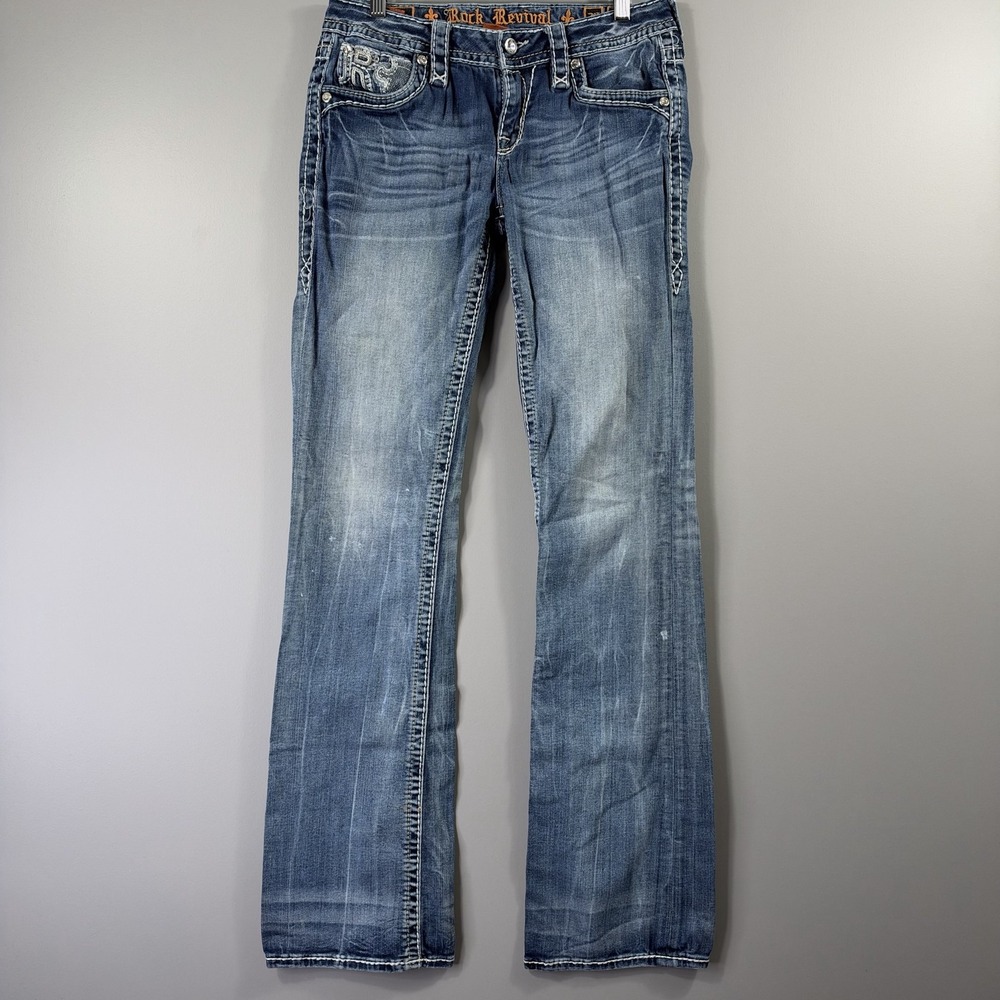Rock Revival Jeans Womens 28 Sundee Boot Medium Wash Bootcut Embellished Denim